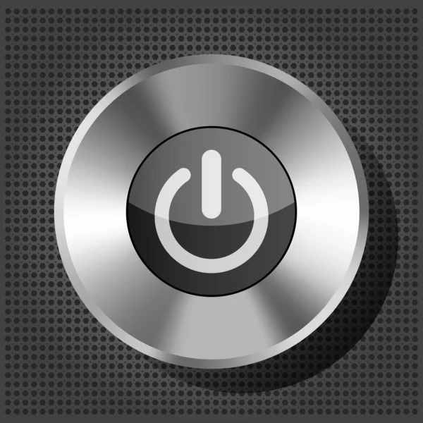 Power button icon on the metallic background — Stock Vector
