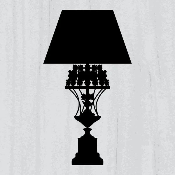 Silhouette di lampada di lusso su una carta da parati grigio graffiato — Vettoriale Stock
