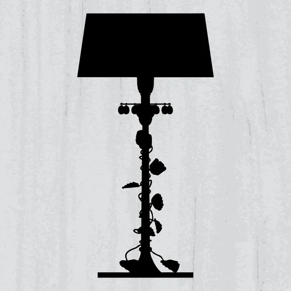 Silueta luxusní lampa na poškrábaný šedé tapety — Stockový vektor
