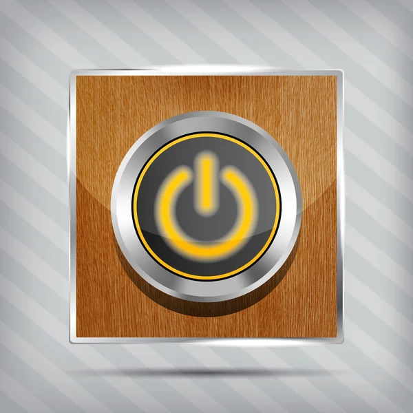 Ikona przycisku pomarańczowy potęga na drewniane tła — Wektor stockowy