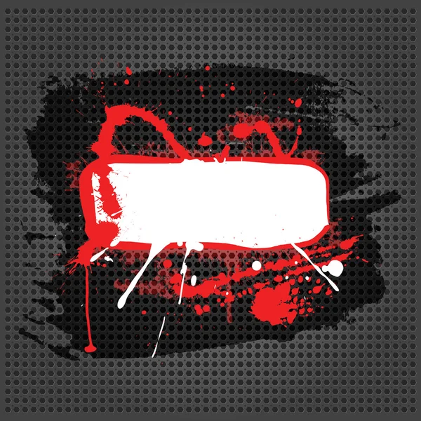Vermelho grunge quadro em branco no fundo metálico — Vetor de Stock