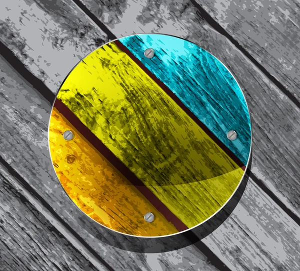 Pinceaux plats avec éclaboussures de peinture sur un vecteur coloré en bois — Image vectorielle