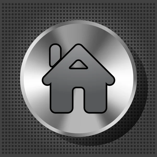 Icône du bouton home sur le fond métallique — Image vectorielle