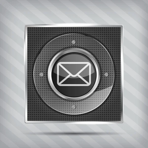 Ícone de botão de e-mail no fundo metálico — Vetor de Stock