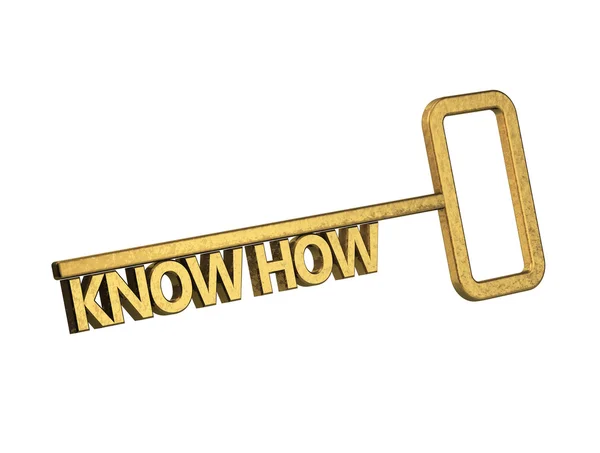 Golden key with word know how on a white background — Stock Photo, Image