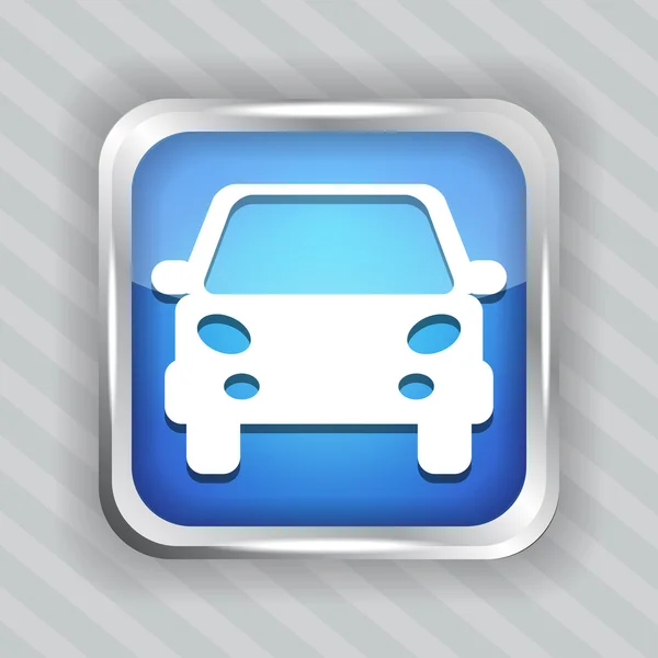 Icono botón azul del coche — Vector de stock