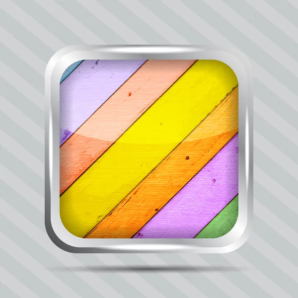 Icône de motif en bois coloré sur le fond rayé — Image vectorielle