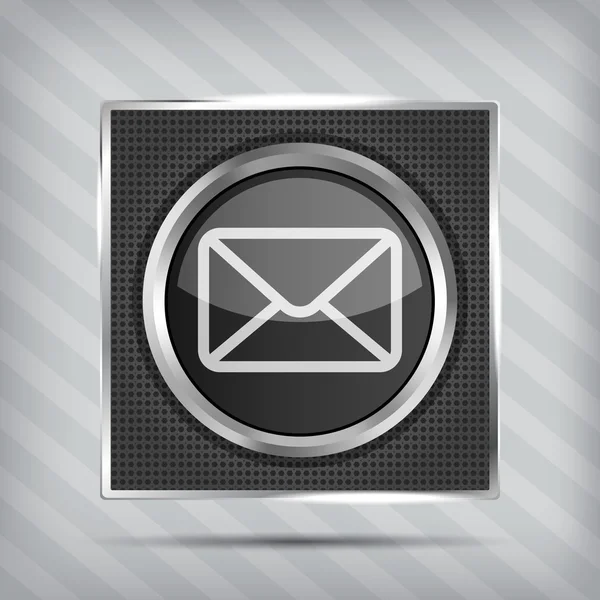 Ikona przycisku e-mail na tle metalowe — Wektor stockowy
