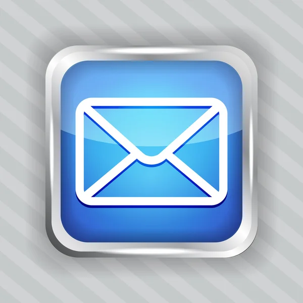 Синий значок кнопки электронной почты на полосатом фоне — стоковый вектор