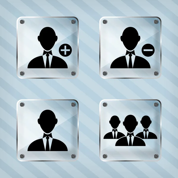 Gruppo di vetro di icona uomo d'affari su uno sfondo a strisce — Vettoriale Stock