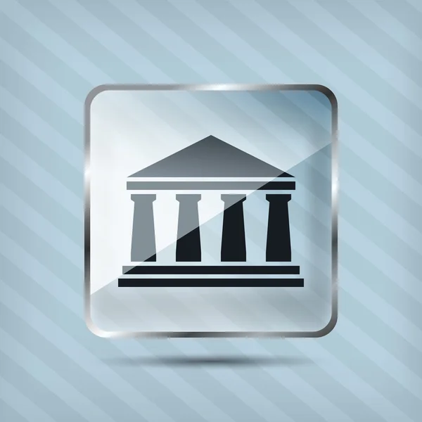 Icona della banca di vetro su uno sfondo a strisce — Vettoriale Stock