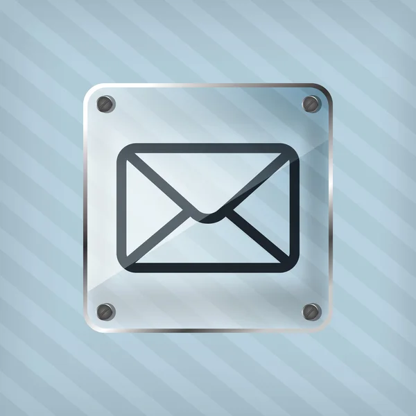 Icône de bouton email sur le fond rayé — Image vectorielle
