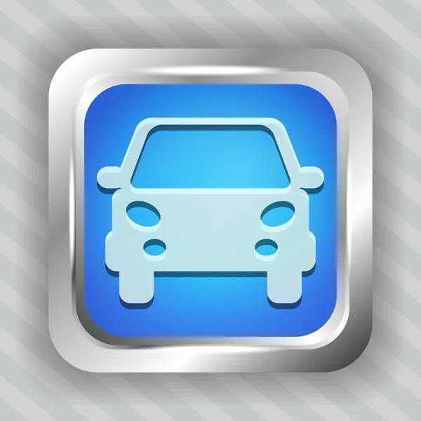 Blue car button icon — Stock Vector