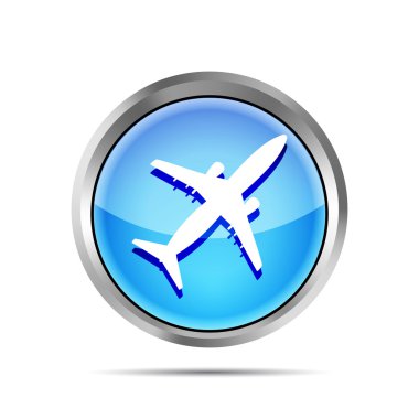 beyaz zemin üzerinde mavi uçak simgesi