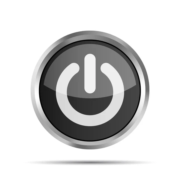 Black power button icon on ta white background — Stock Vector