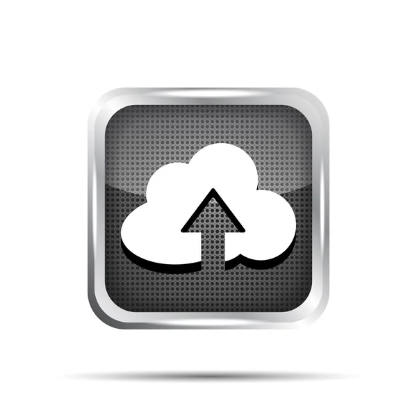 Zwart metallic pictogram met cloud en pijl op een witte achtergrond — Stockvector