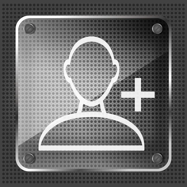 Verre ajouter icône ami sur le fond rayé — Image vectorielle