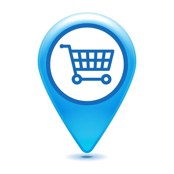 Blå shopping cart pekaren på en vit bakgrund — Stock vektor