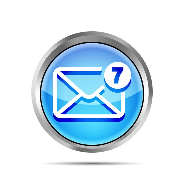 Blaues Mail-Symbol mit ungelesenen Nachrichten auf weißem Hintergrund — Stockvektor