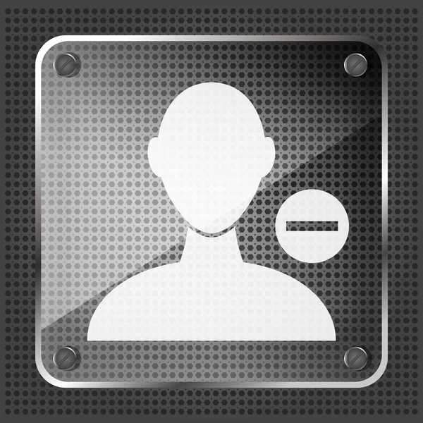 Vidro remover ícone do usuário em um fundo metálico — Vetor de Stock