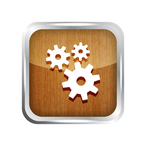 Wooden icon with gears on a white background — Stock Vector