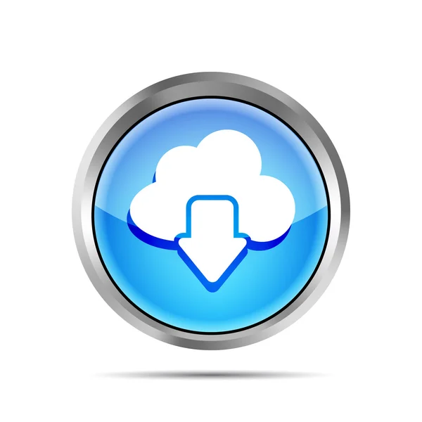 Download azul do ícone de nuvem em um fundo branco — Vetor de Stock