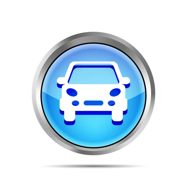 Icono del botón azul del coche sobre un fondo blanco — Vector de stock