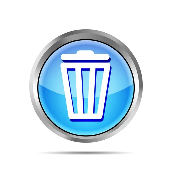 Ícone bin lixo azul em um fundo branco — Vetor de Stock
