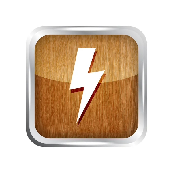 Hölzernes Blitz-Symbol auf weißem Hintergrund — Stockvektor