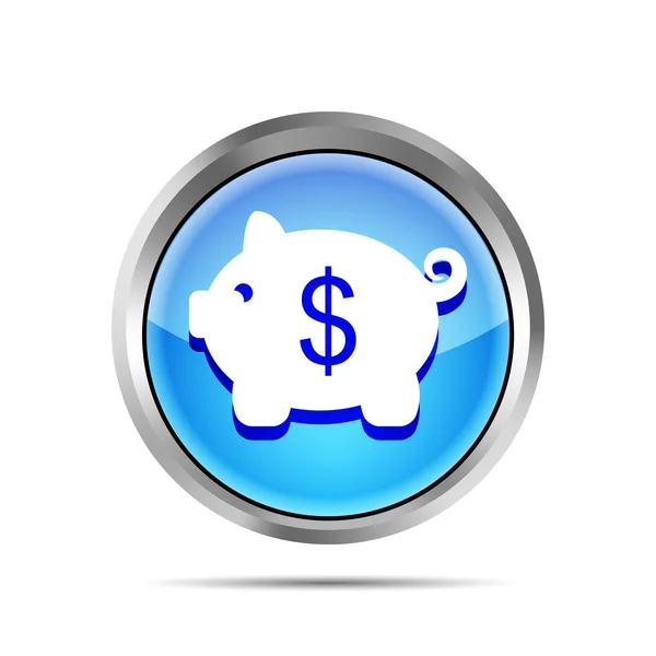 Icono azul con alcancía sobre un fondo blanco — Vector de stock