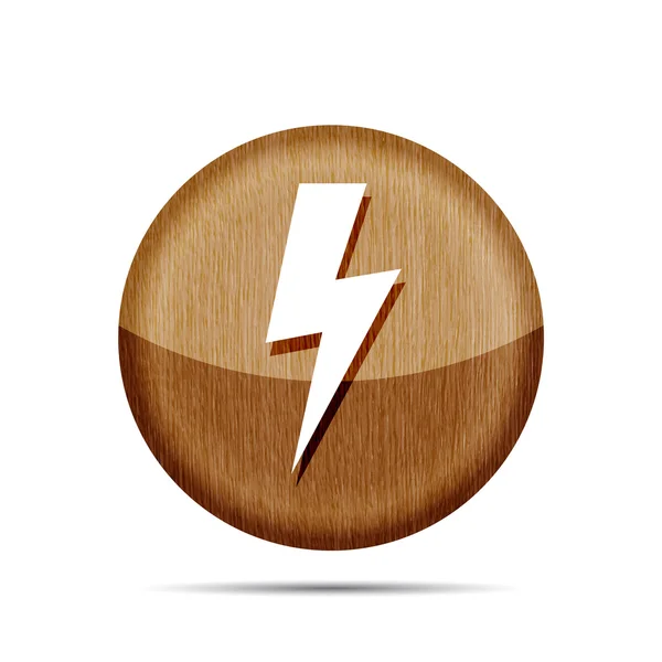 Wooden lightning icon on a white background — Stock Vector