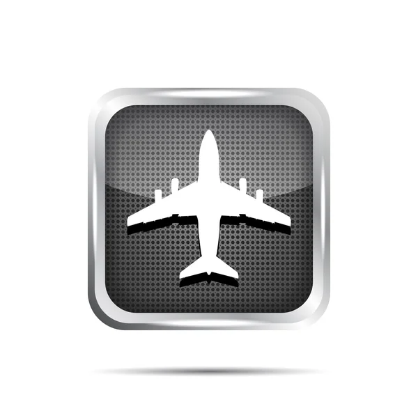 Metallisches Flugzeug-Symbol auf weißem Hintergrund — Stockvektor