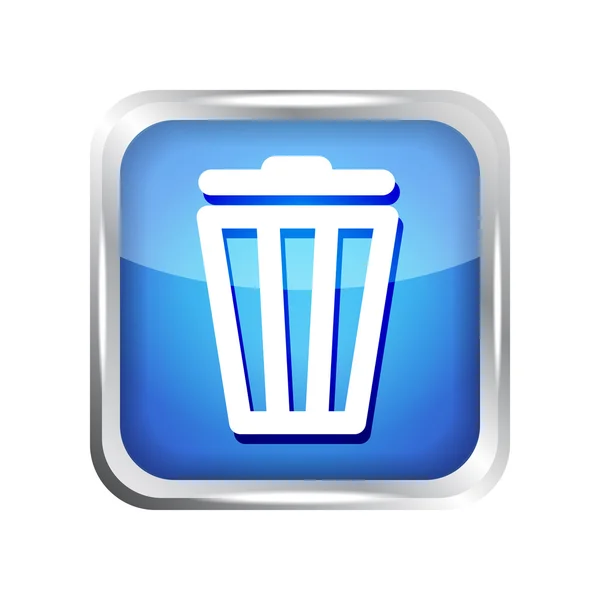 Icône poubelle bleue sur fond blanc — Image vectorielle