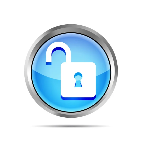 Blue open padlock icon on a white background — Stock Vector