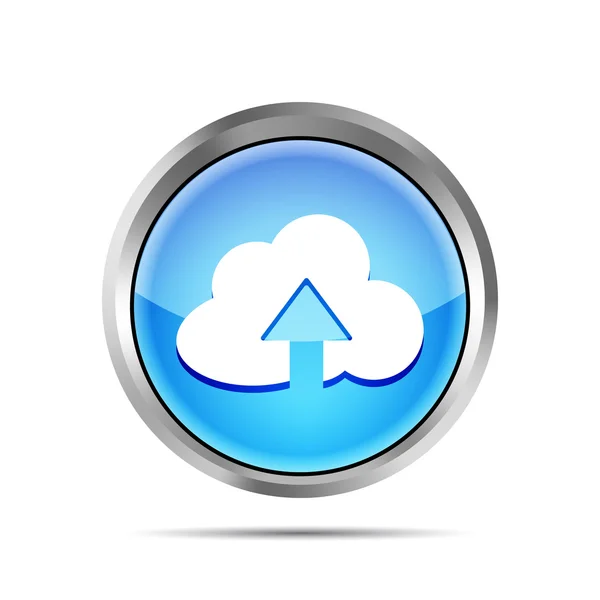 Blauwe pictogram met cloud en pijl op een witte achtergrond — Stockvector