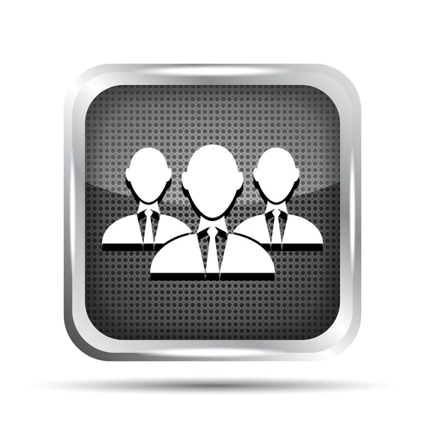 Grupp av affärsman på metalliska ikonen på vit bakgrund — Stock vektor