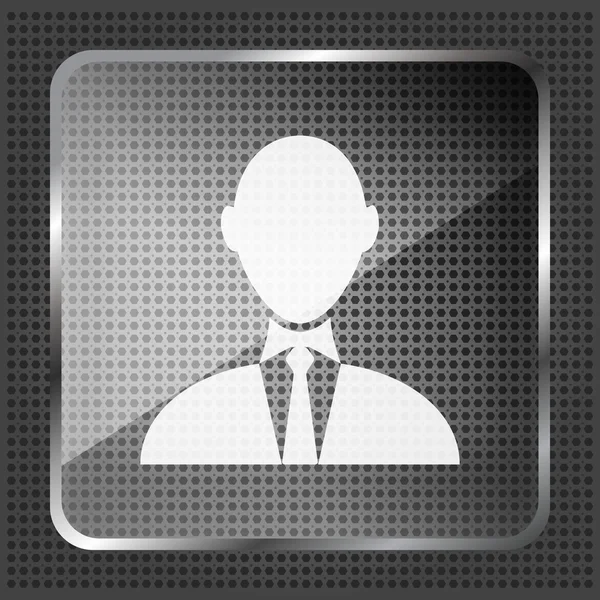 Glas affärsman ikonen på metalliska bakgrund — Stock vektor