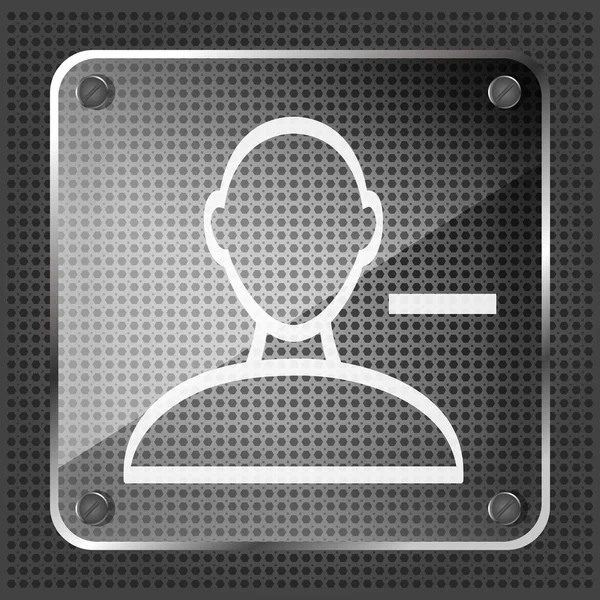 Vidrio eliminar icono del usuario en ta fondo metálico — Archivo Imágenes Vectoriales