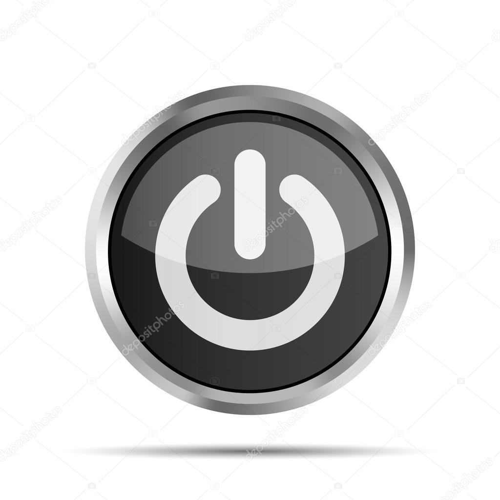 black power button icon on ta white background