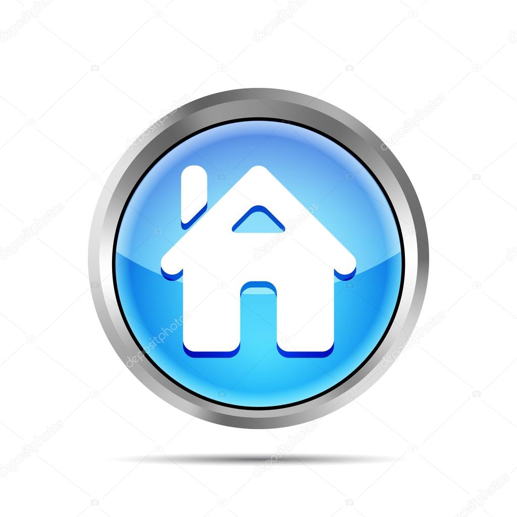 blue home button icon on a white background