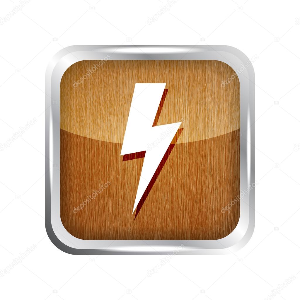 Wooden lightning icon on a white background