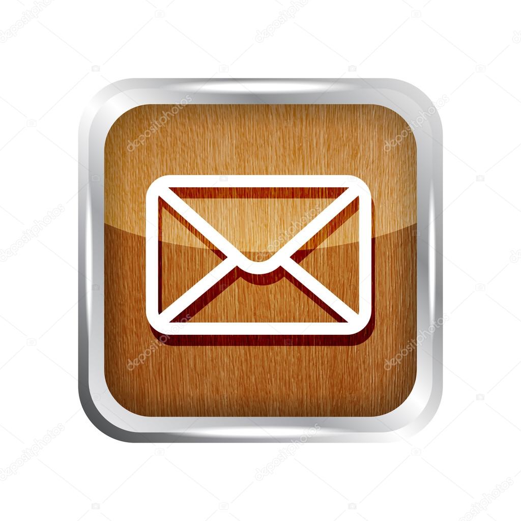 Wooden mail icon isolated on white background