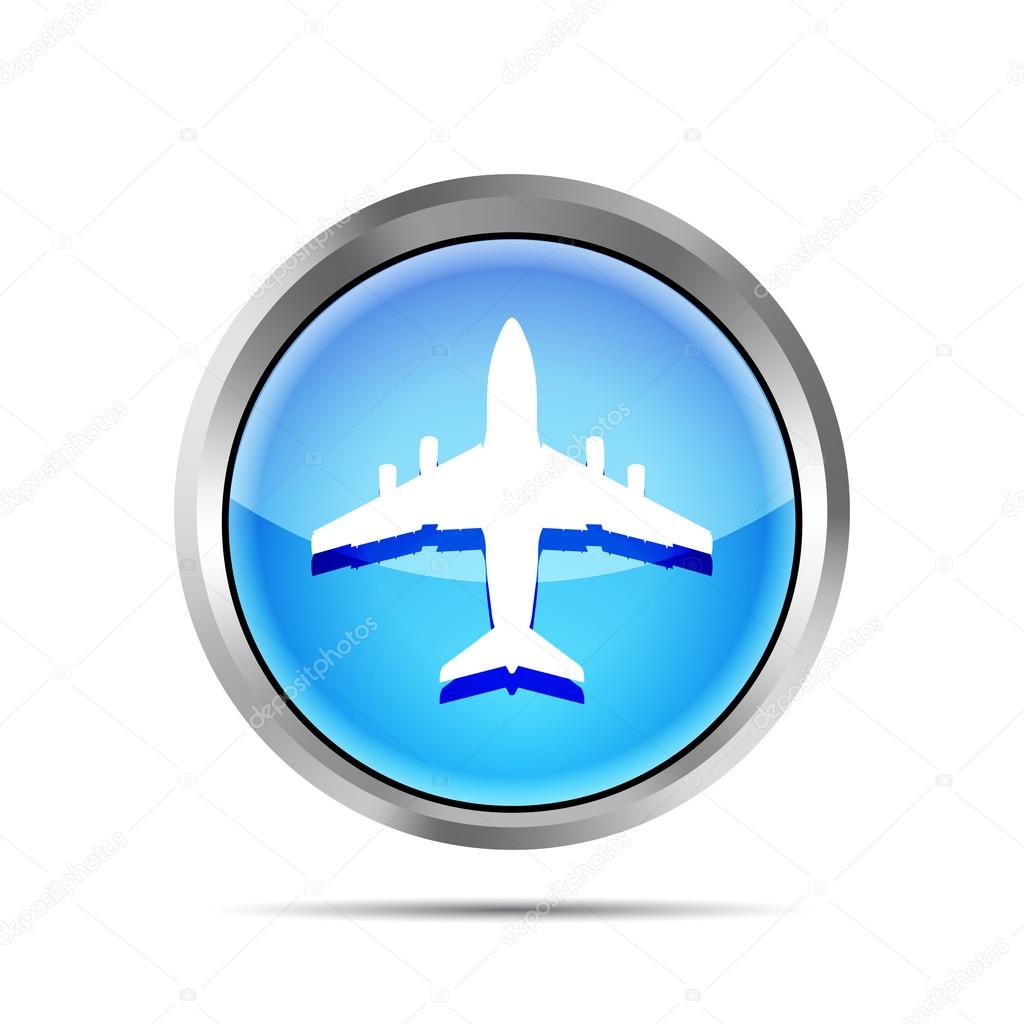 blue airplane icon on a white background