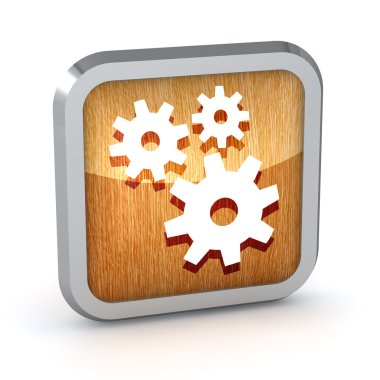 ahşap vites beyaz zemin üzerine simgesiyle