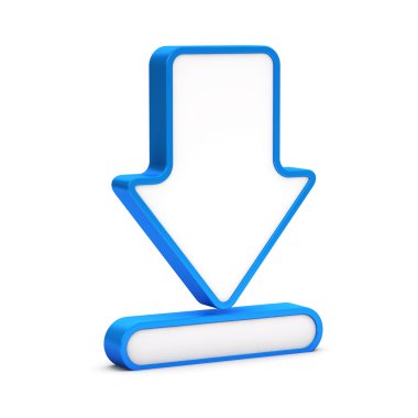 beyaz zemin üzerinde mavi download simgesi