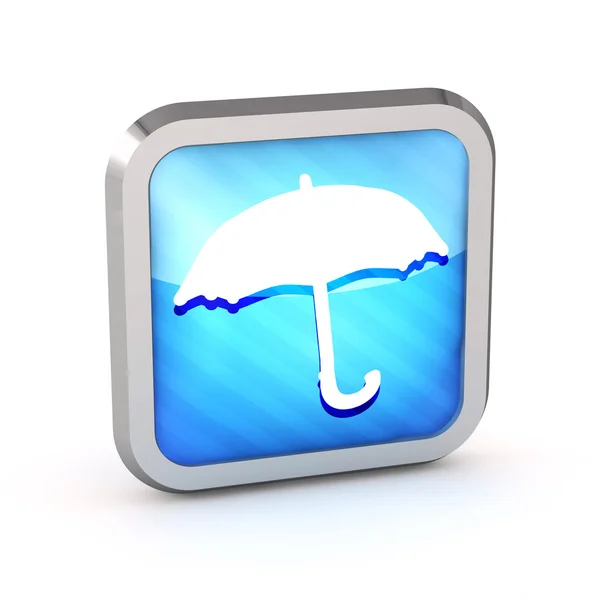3D gestreifter Regenschirm auf weißem Hintergrund — Stockfoto