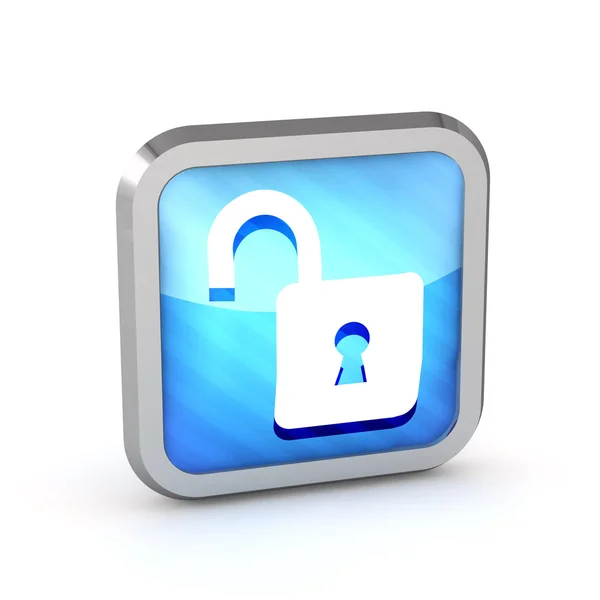 Blue open padlock striped icon on a white background — Stock Photo, Image