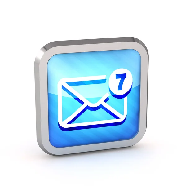 Blue striped mail icon with unread messages on a white backgroun — Stock Photo, Image
