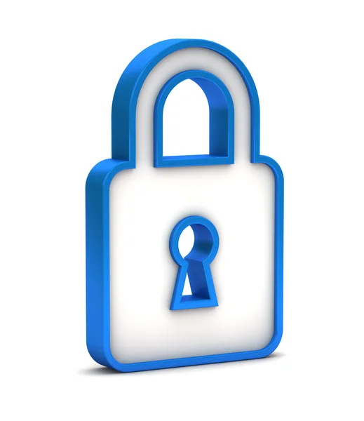 Blue padlock icon on a white background — Stock Photo, Image