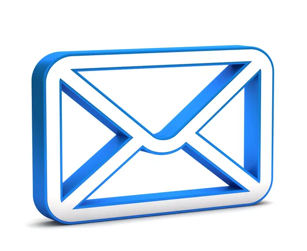 3d glossy blue mail icon on a white background — Stock Photo, Image